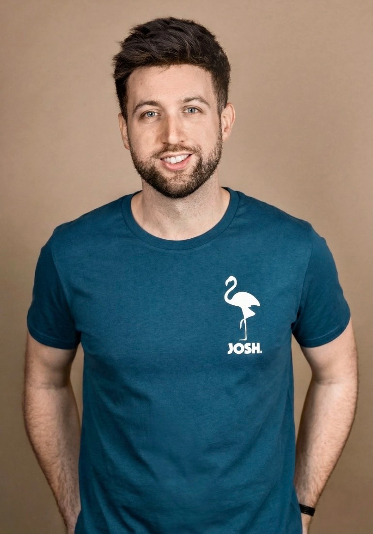 JOSH. T-Shirt "Flamingo" (blaugrün)